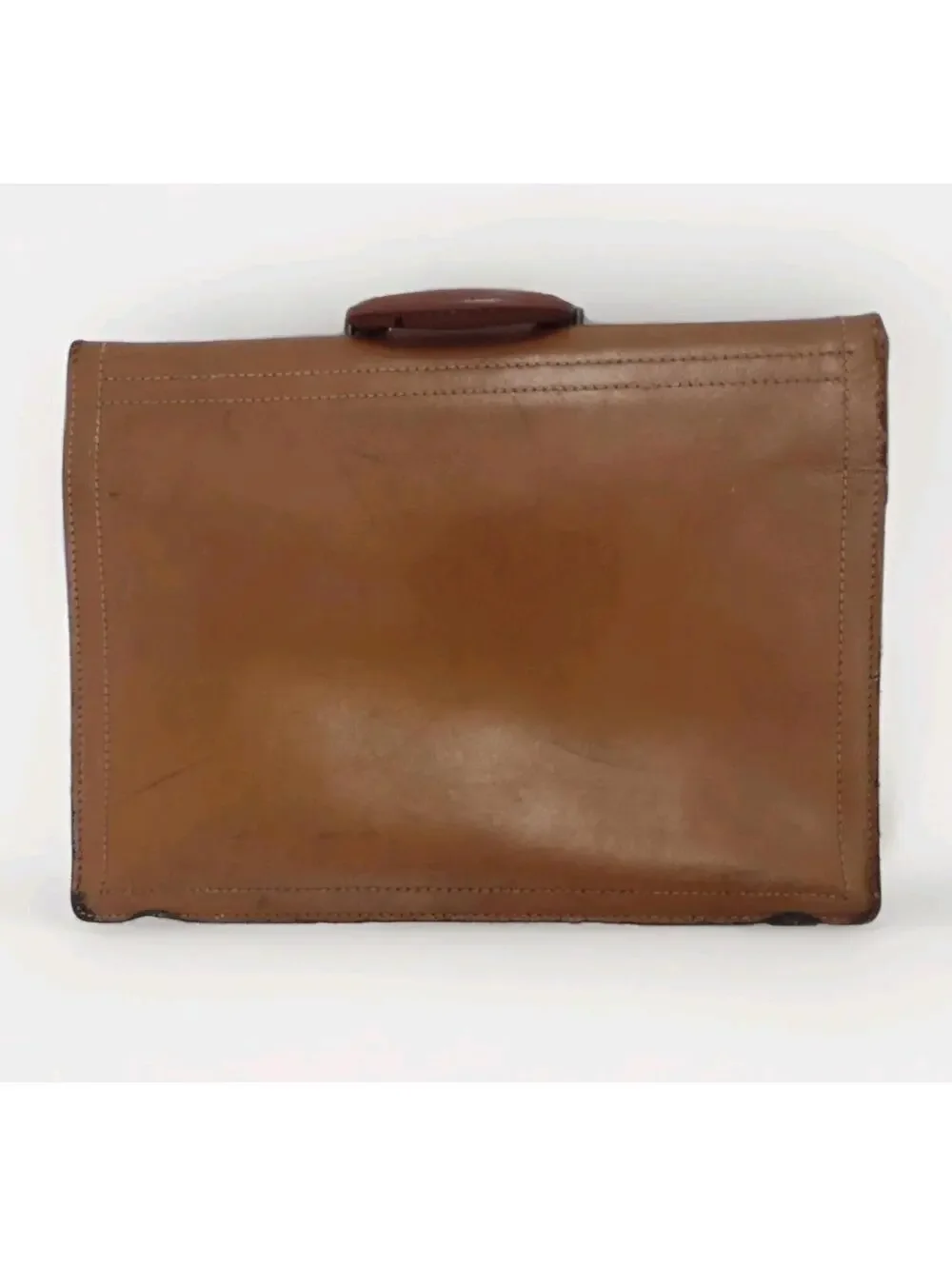 VTG 60s Arflite Leather Briefcase Brass Hardware Mid Century Structured 18x14x5